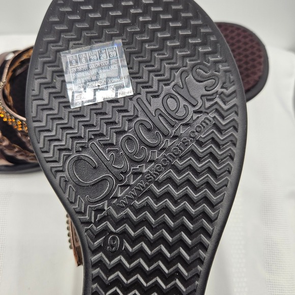 Skechers Rumblers Social Butterfly Bronze Wedge Sandals Rhinestone Strappy   9 - Picture 9 of 9